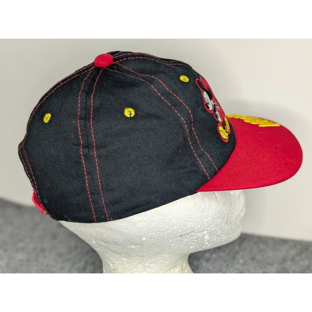Disney Mickey Mouse Kids One Size Snapback Hat‎ Red Black Embroidered Signature